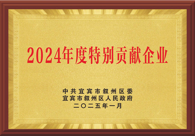 2024年度特别贡献企业 中共宜宾市叙州区委 宜宾市叙州区人民政府 2025.1